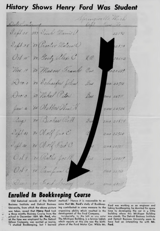 Henry Ford A Student at DU