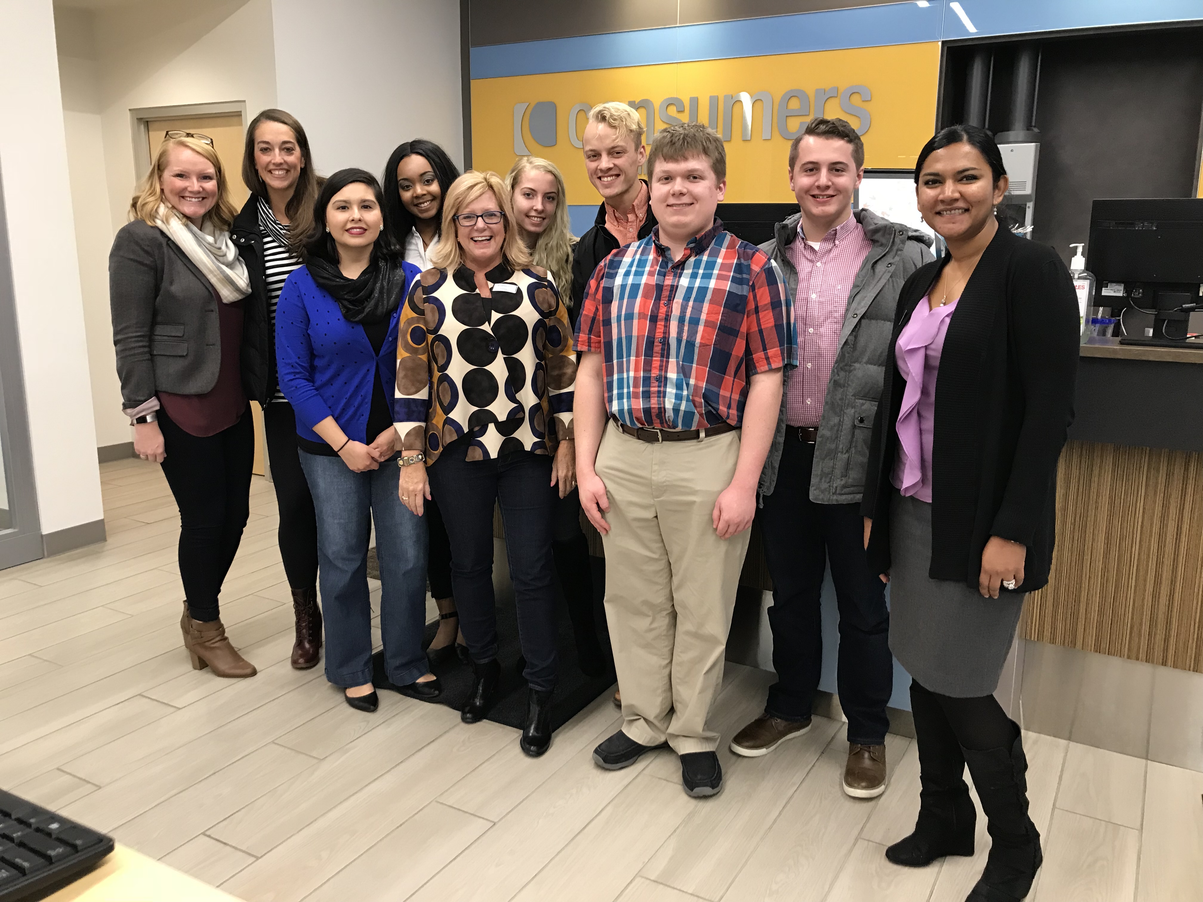 Students and mentors at the first Alumni Mentor Network lunch-and-learn at Consumers Credit Union